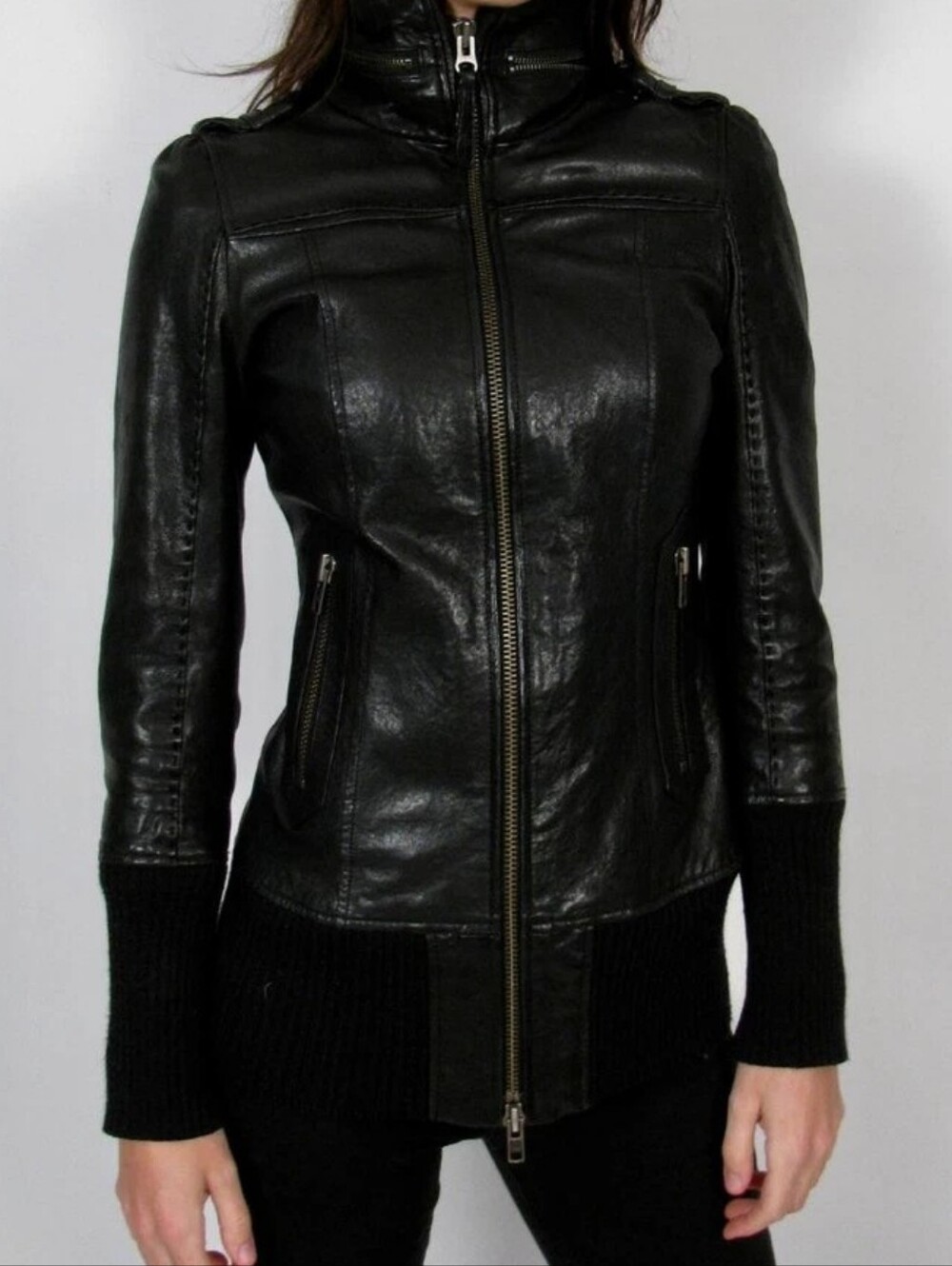 Mackage Genuine Leather Zip-Up Jacket